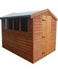 Weatherboard apex garden shed with double doors and side windows by IN Sheds