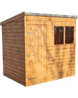 Shiplap pent roof garden shed with single door and window by IN Sheds