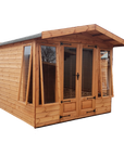 Elkington summer house with glazed double doors and full-length side windows by IN Sheds
